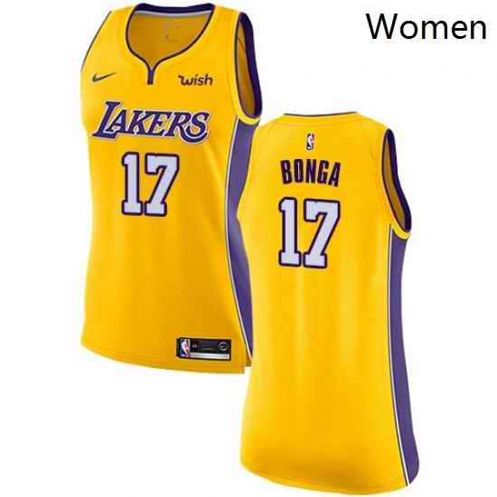 Womens Nike Los Angeles Lakers 17 Isaac Bonga Swingman Gold NBA Jersey Icon Edition